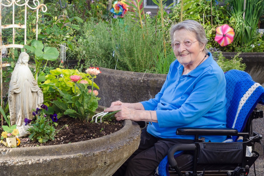 Happy Gardener In A Wheelchair